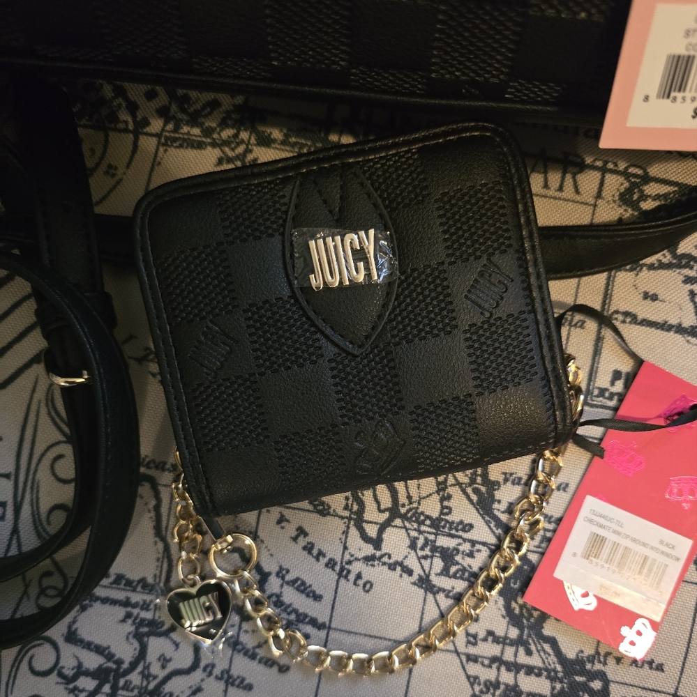 Juicy By Juicy Couture Checkmate Satchel & matching zip around wallet NWT. 2 Set - Picture 12 of 16